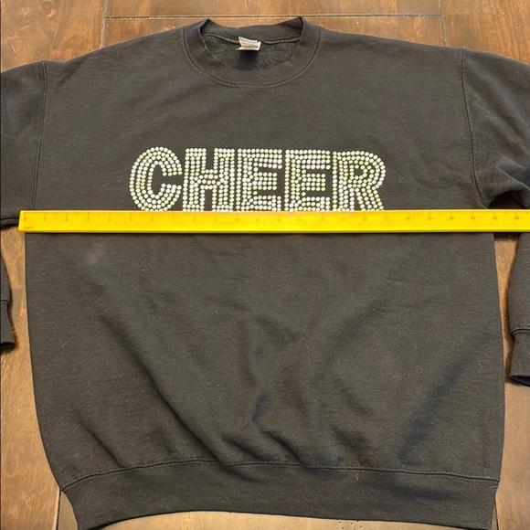 Gildan Black Cheer Rhinestone Sweatshirt NWOT - Picture 6 of 14